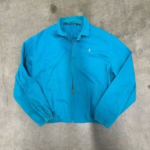 90s Polo Ralph Lauren USA Made Teal Blue Chinstrap Jacket Harrington size large